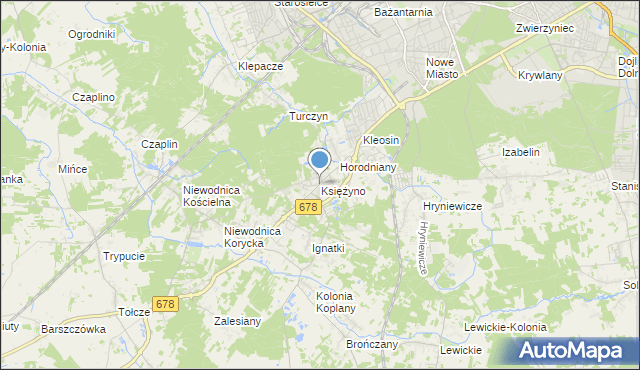 mapa Księżyno, Księżyno na mapie Targeo